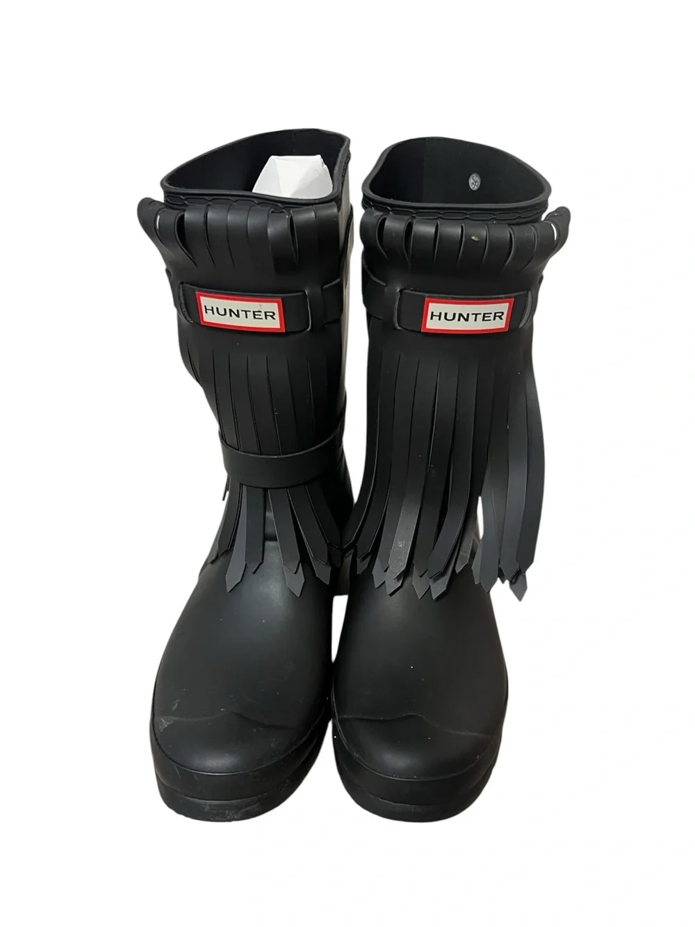 Hunter Original Short Fringe Rain Boots Black Slate Size 10 Rare